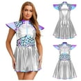 thumbnail image 5 of Choomomo Women's Space Alien Dress Rave Outfits Astronaut Gradient Sequin Metallic A-line Mini Dress Silver XXL, 5 of 6