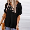 thumbnail image 1 of Top con abertura lateral para mujer camisetas lisas con estilo informales de verano ropa de diario holgada con cuello en V FLhrweasw Nuevo, 1 of 7