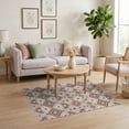 thumbnail image 3 of ODIKA 4'x6' Beige Brown Warm Geometric Pattern Washable Area Rug Intricate Diamond Motif Design Non-Slip, Chair-Friendly, Flatwoven for Home Office, Under Desk, 3 of 7