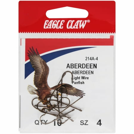 UPC: 0047708118033 | Eagle Claw 214AH-4 Light Wire Panfish Aberdeen Fish Hooks 10 Pack