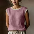 thumbnail image 2 of Diufon Cotton Linen Tops for Women Summer Lace Trim Cap Sleeve Tank Shirts Dressy Casual Beach Vacation Blouses, 2 of 8