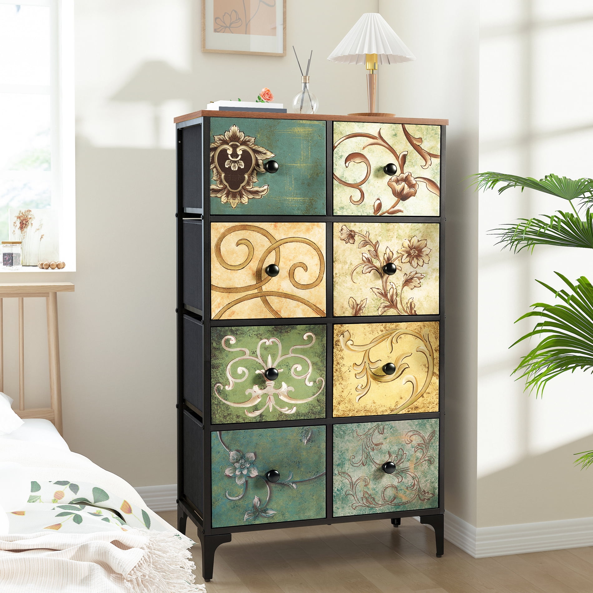 Tall Dresser for Bedroom, 8 Drawer Double Narrow Dresser, Lingerie Chest of Drawers for Bedroom, 46.5'' H X 26.6'' W X 11.7'' D