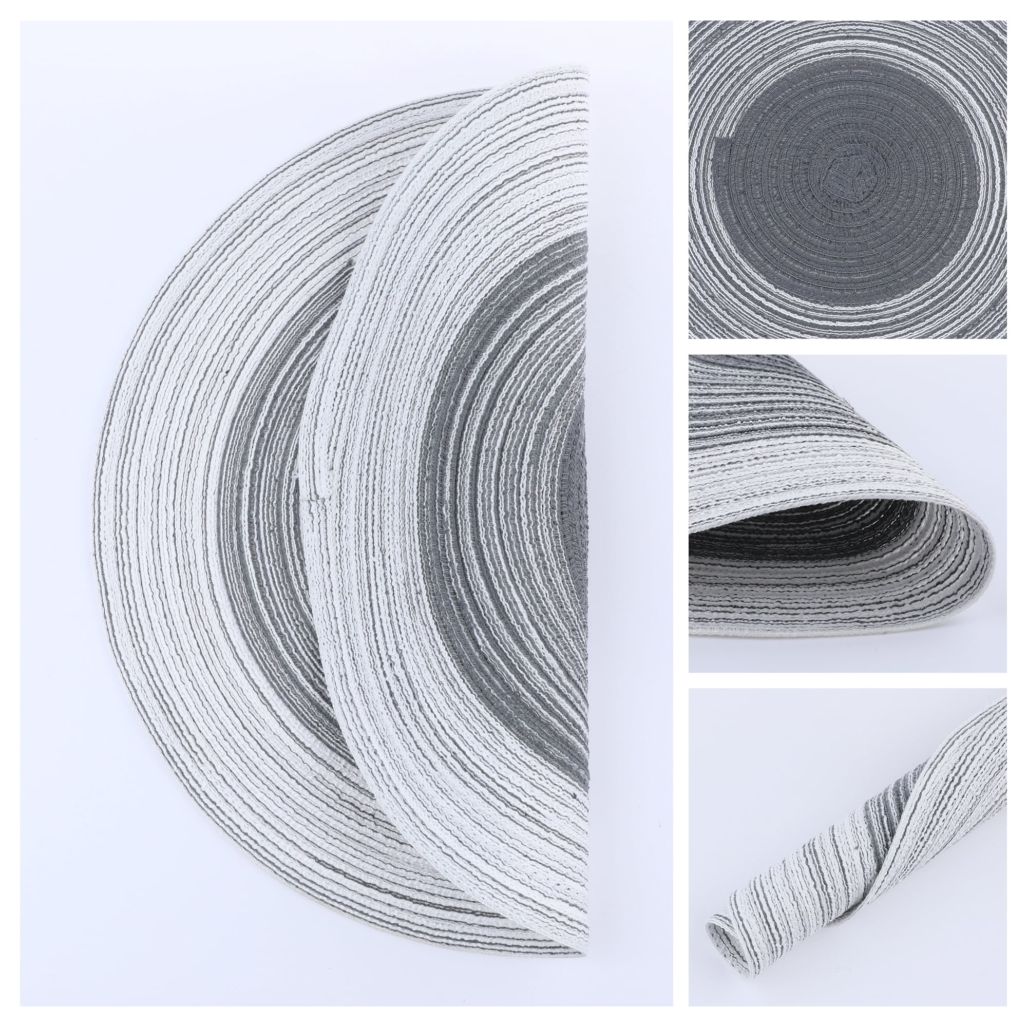 Unique Bargains Set of 6 Rattan Placemats for Dining Table Dark Gray