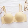 thumbnail image 2 of safuny Everyday Bra for Women Seamless Smoothing Gathering Detachable Shoulder Straps For Use Wireless Push Up Ultra Light Lingerie Brassiere Underwear Comfort Daily Beige L, 2 of 3