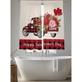 thumbnail image 5 of Valentine's Day Sheer Curtains 63 Inch Length 2 Panels Set, Red Roses Truck Black Red Plaid Rustic Voile Window Treatment Rod Pocket Curtains Sheers Drapes for Bedroom/Living Room/Kitchen 52x"63"x2, 5 of 7