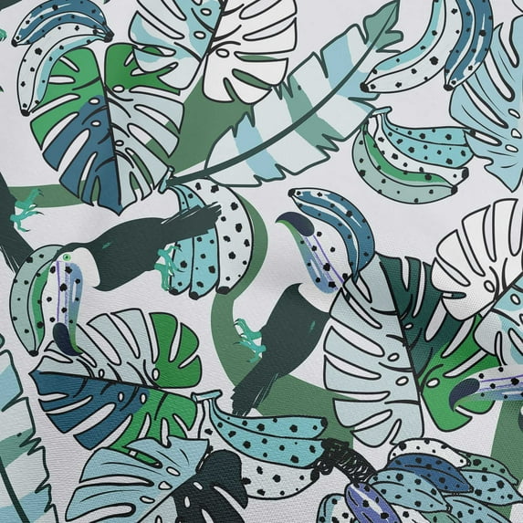 oneOone Georgette Viscose Teal Blue Fabric Leaves Sewing Fabric By The Yard Printed Diy Clothing Sewing Supplies 42 Inch Wide