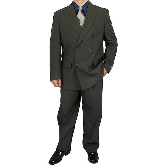 Mens Two Piece Double Breasted Modern Fit Italian Styled Dress Suit Set | Black Charcoalgrey Chocolate Grey Navy White