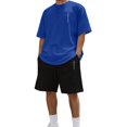 thumbnail image 2 of Letdown Mens Short Sleeve T Shirt and Shorts Set Casual Two Piece Outfit Lightweight Breathable Summer Lounge Athletic Wear (Blue,XXXL), 2 of 4