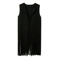 thumbnail image 5 of Cardigan For Women Trendy Vest Hippie Sleeveless Western Suede Tassel Leather Loose Fit Plus Size Open Front Shrugs, 5 of 9