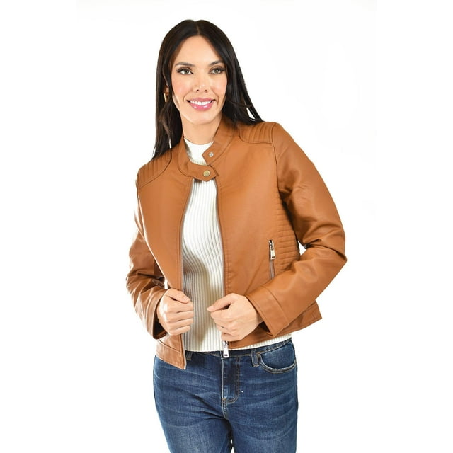 Chamarra estilo biker Roman Fashion /Juvenil, 7370 (Camel) cafe G