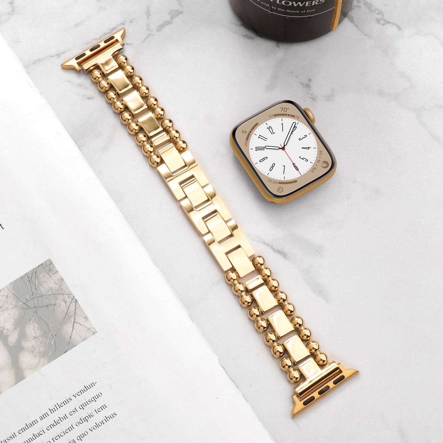 Sleektime Metal Band for 42/44/45/46/49mm Smartwatch, Adjustable Waterproof Strap, Breathable Design, Premium Steel Wristband for Men and Women – Stylish Durable Watch Accessory,Gold