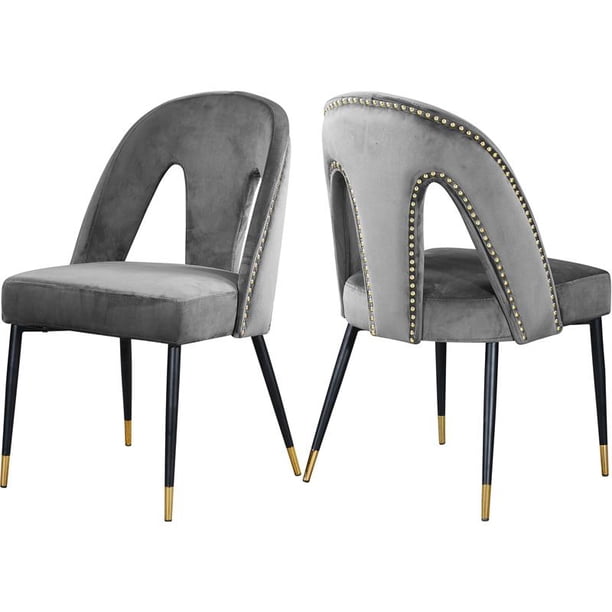 Meridian Furniture Akoya 19 5 H Velvet Dining Chair In Gray Set Of 2 Walmart Com Walmart Com