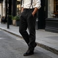 thumbnail image 6 of Zynoxe Mens Plus Size Autumn Winter Vintage Corduroy Suspender Pants Straight High Waist Business Casual Work Dress Pants with Adjustable Braces Black S, 6 of 9