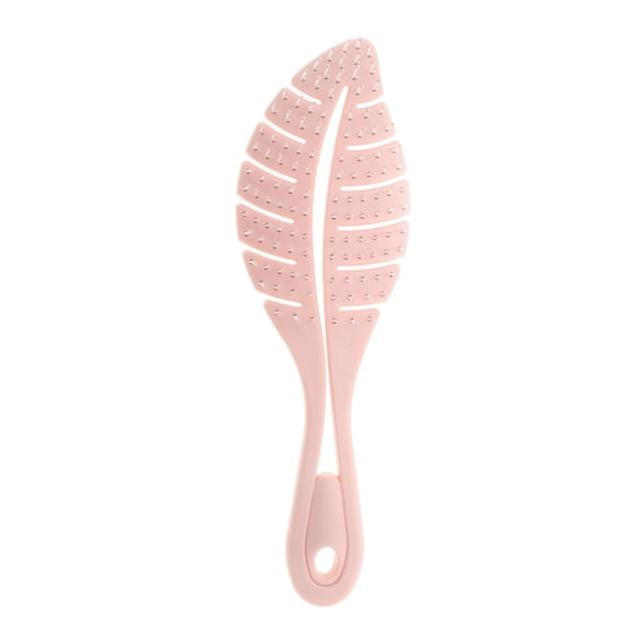 Unique Bargains 1 Pc Durable Leaf Shape Hair Brush for Curly Straight Wavy Hair Plastic Pink