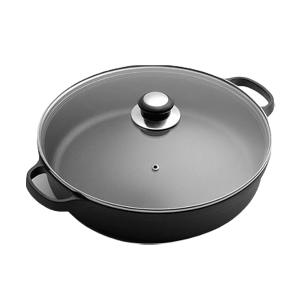 Yuarrent Tapa para freír de hierro fundido Sartén con fondo no plano a gases y calor por inducción sin cocinar Essential Oven Cocina y Comedor Diámetro 22cm