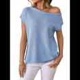thumbnail image 1 of Jersey de Punto de Corta con Hombros Descubiertos para Mujer, Azul , Talla L, 1 of 8