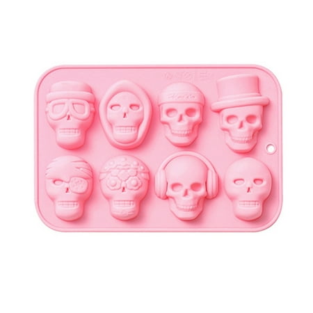 

8 Holes Chocolate Moulds Skull Shaped Baking Molds Fondant Moulds Cake Molds Silicone Material Gift for DIY Baking Lover