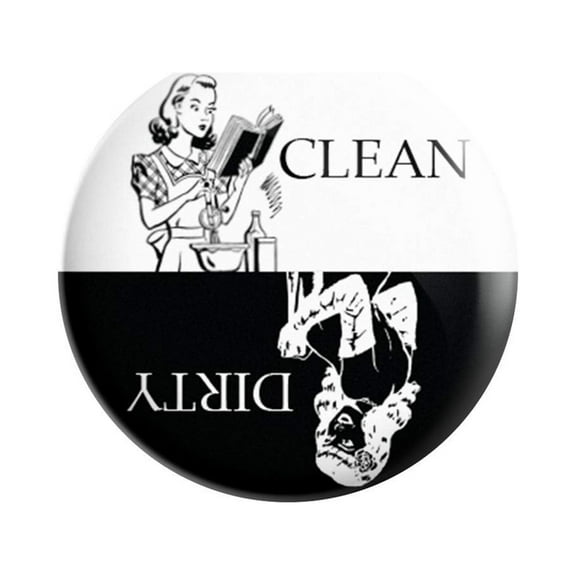 Dishwasher Magnet Clean Dirty Sign - 3 Inch Round Black & White Refrigerator Magnets -  Funny Housewarming Gifts by Flexible Magnets