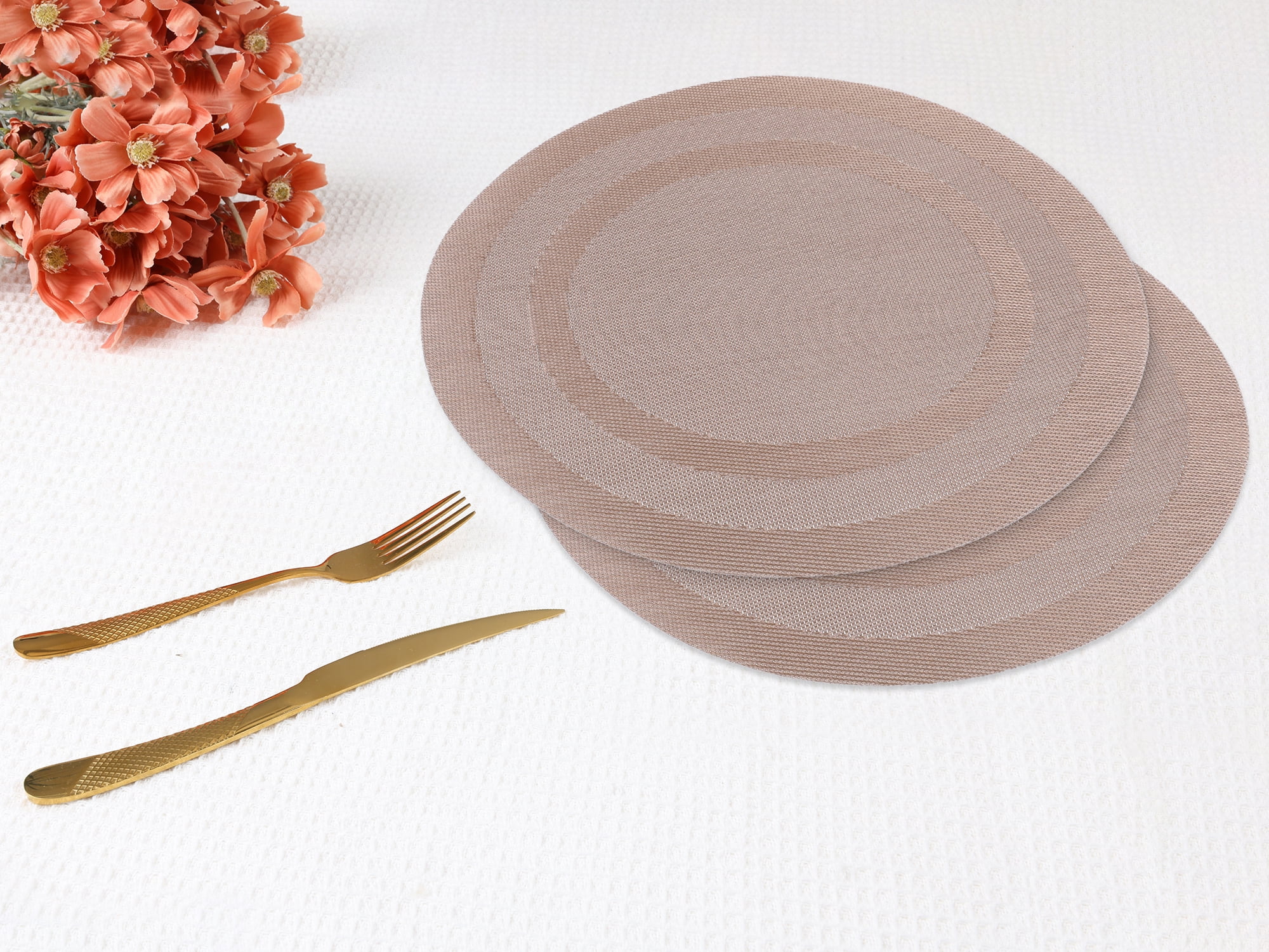 Unique Bargains Set of 6 Round Placemats for Kitchen Dining Table Decor Pink