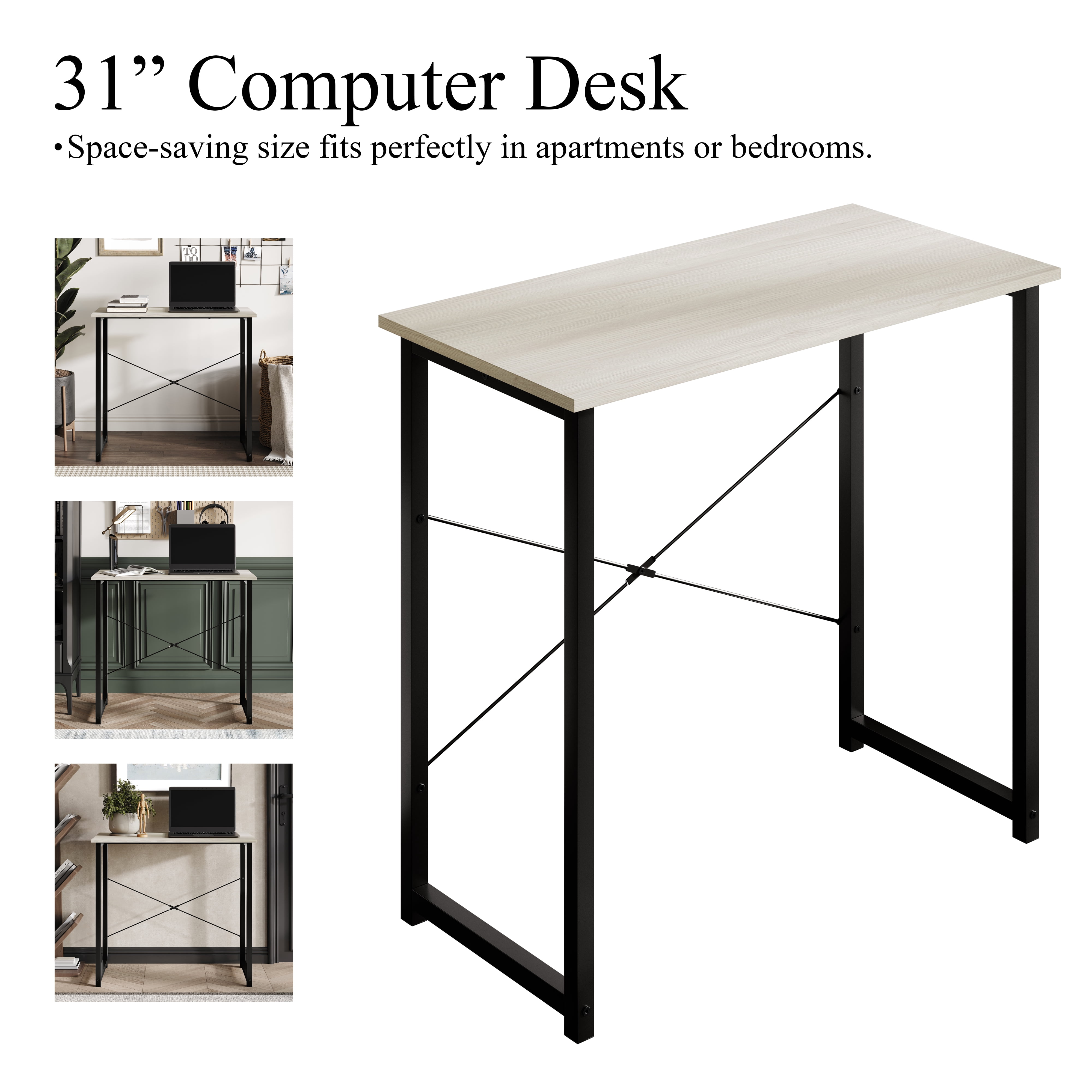 Castle Place Modern 31" Metal Computer Desk, Light Grey