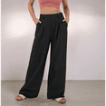 thumbnail image 4 of Women'S Wide Leg Suit Pants Loose Fit High Elastic Waisted Business Casual Long Trousers Pants Black XS, 4 of 7