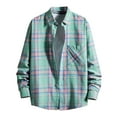 thumbnail image 2 of lulshou 2025 Plaid Shirt Men for Man Saving Mens Button Down Shirts Regular Fit Long Sleeve Casual Plaid Flannel Shirt Green-L, 2 of 4