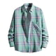 thumbnail image 1 of Blusa y camisa de manga larga con cuello vuelto para hombre, blusa informal de moda con estampado a cuadros y bolsillos, camisa de manga larga, blusa a cuadros para hombre, 1 of 3
