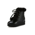 thumbnail image 7 of Ymiytan Women Snow Boots Faux Fur Hidden Wedge Booties Lace Up Winter Boot Casual Ankle Bootie Slip Resistant Plush Lined Shoes Black 5, 7 of 7