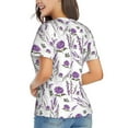 thumbnail image 3 of Vsdgher Lavender Flowers Women Shirts V Neck Short Sleeve Tops T-Shirt Basic Tees, S to 3XLSmall, 3 of 5