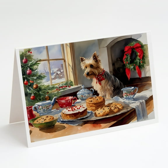Silky Terrier Christmas Cookies Greeting Cards Pack of 8 7 in x 5 in