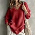 thumbnail image 4 of Women's Oversized V Neck Knit Sweater, Loose Slouchy Long Sleeve Pullover Fall Winter Tops L, 4 of 4