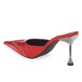 thumbnail image 5 of FSJ Women Pointed Toe Studded Backless Pumps Slip on Stiletto High Heel Mules Casual Dress Work Slides Shoes Size 7.5 Red, 5 of 5