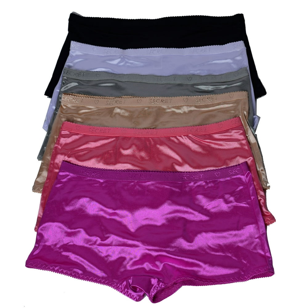 Viola’s Secret Women Satin Boxer 6 pack of Plain Satin Shining
