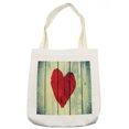 thumbnail image 1 of Love Tote Bag, Heart Painted on Rustic Wooden Wall Romance Affection Pleasure Themed Print, Cloth Linen Reusable Bag for Shopping Books Beach and More, 16.5" X 14", Cream, by Ambesonne, 1 of 2