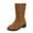 Brown, variant on jsaierl Women's Flock Solid Plus Velvet Round Toe Plus Velvet Up Middle Tube Flat Boots Shoes