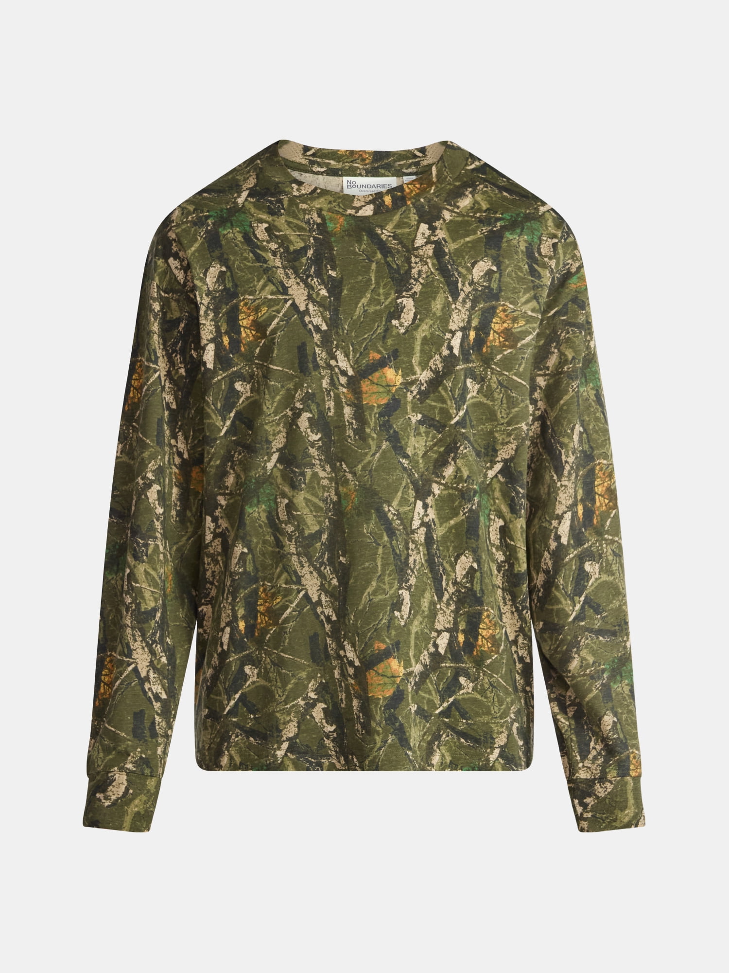 No Boundaries Cotton Oversized Tee with Long Sleeves, Men's & Big Men's
