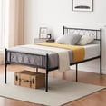 thumbnail image 1 of Charming dormitorio addition tamaño individual size metal marco de cama con heart cabecero & footboard-12.2in underbed almacenamiento para extra space, 1 of 7