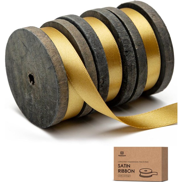 Vitalizart Cinta de satén de 3/8 pulgadas, cinta similar a la seda para envolver regalos, tela extra densa de doble cara, colores surtidos, manualidades, ramo, pelo, globos de boda, decoración navideñ