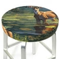 Giroia Peaceful Deer Lily Pond for Round Bar Chair Cushion Cover Round Stool Cover Perfect Fit