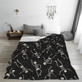 thumbnail image 5 of Bingfone Happy Skeletons Dancing Print Flannel Fleece Blanket Throw Blanket for Bed,Sofa,Couch,Travel,Camping(60"x50" ), 5 of 8