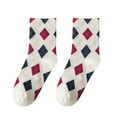 thumbnail image 2 of Summer Saving Clearance AXXD Hiking Socks Women,Fashion Argyle Pattern Print England Style Cotton Middle Tube Socks, 2 of 6