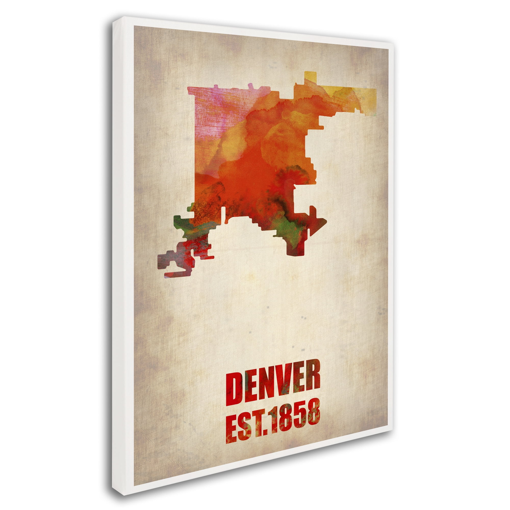 Trademark Fine Art "Denver Watercolor Map" Canvas Art by Naxart
