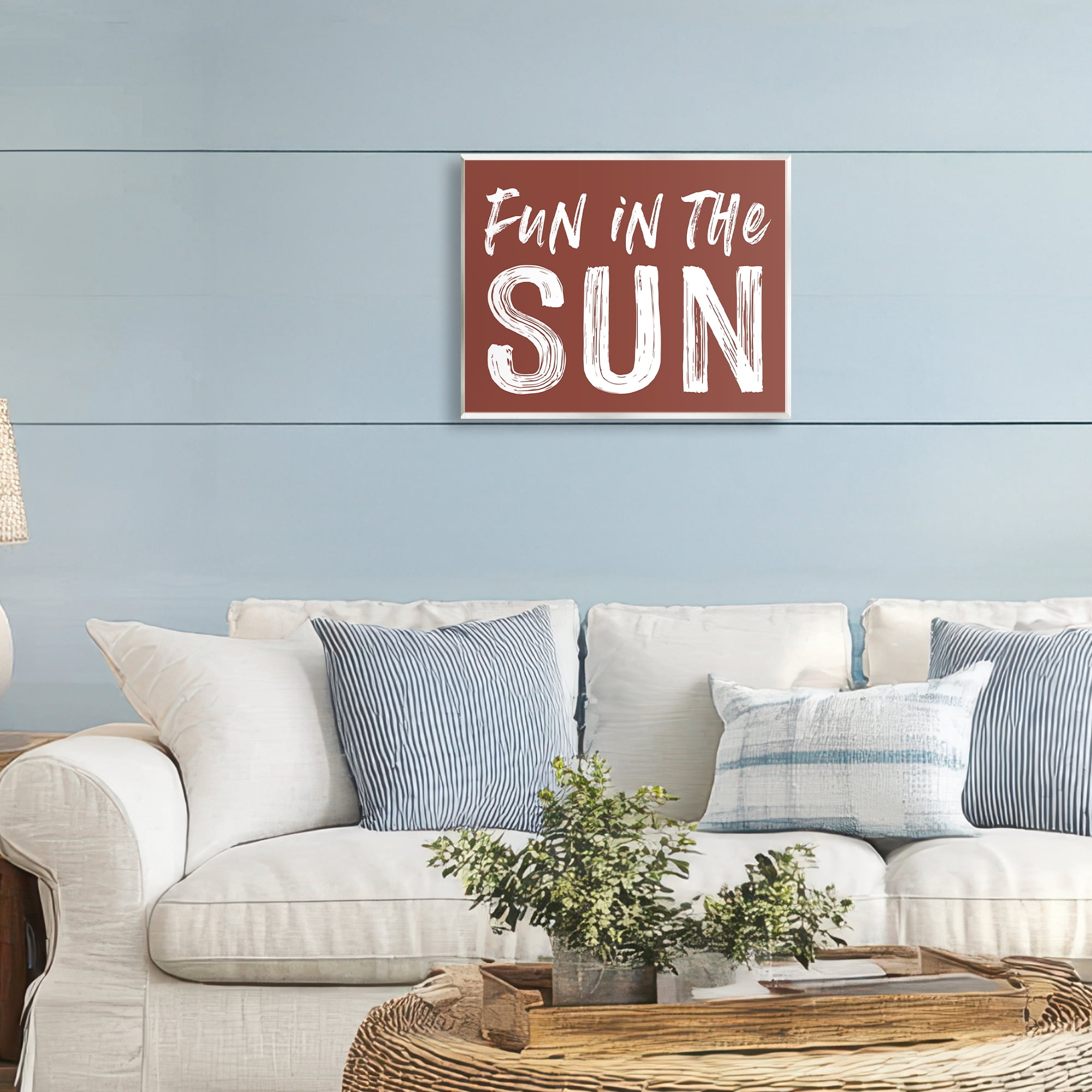 Fun In Sun Brown Sentiment Wall Plaque Art, design by Lettered and Lined