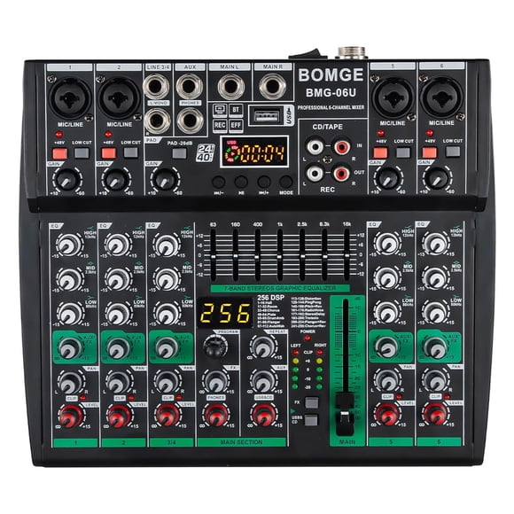 Mezclador de audio para DJ BOMGE Professional de 6 canales con Bluetooth