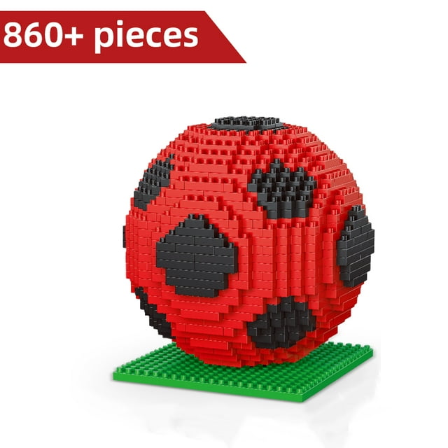 Blocs de Construction de Soccer 860 Pcs Micro Ensemble de Construction Jouet Éducatif STIM pour Enfants de 14 Ans et Plus Briques de Soccer Rouges pour Cadeaux