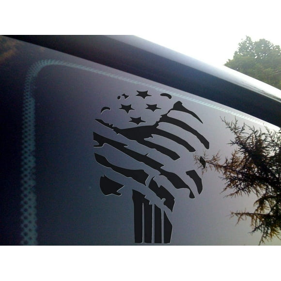 Punisher Flag Vinyl die Cut Decal for Automobile Windows, Motorcycles, Helmets, laptops and Macbooks and More!… (5" x
