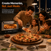 Pizza Oven Indoor, Traingiver 12 Countertop Electric Pizza Maker with Triple-Pane Low-E Glass, Pizza Cooker with 90s Fast Bake, 5 Cooking Presets, Stone and Peel