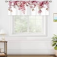 thumbnail image 3 of Burgundy Eucalyptus Leaves Valances Kitchen Curtains Rustic Watercolor Red Flower Floral Window Drapes Plant Botanical Bedroom Bathroom Living Room Treatment Tier Fabric 1 Panel 52Wx18H Inch, 3 of 6