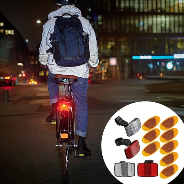 Tong High Visibility Reflectors Includes Front And Rear Reflector & 8 Cat Eye Reflectors For Enhanced At Night