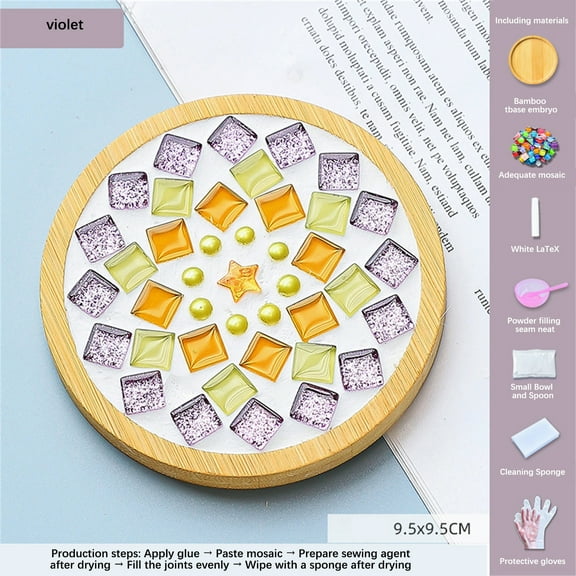 Mosaic DIY Kit under $5! Kadlawus Creative Mosaic Tile Kit, Handmade Coaster Making Supplies with Base and Accessories, Fun Craft Activity forkids, Family Bonding, andschoolProjects